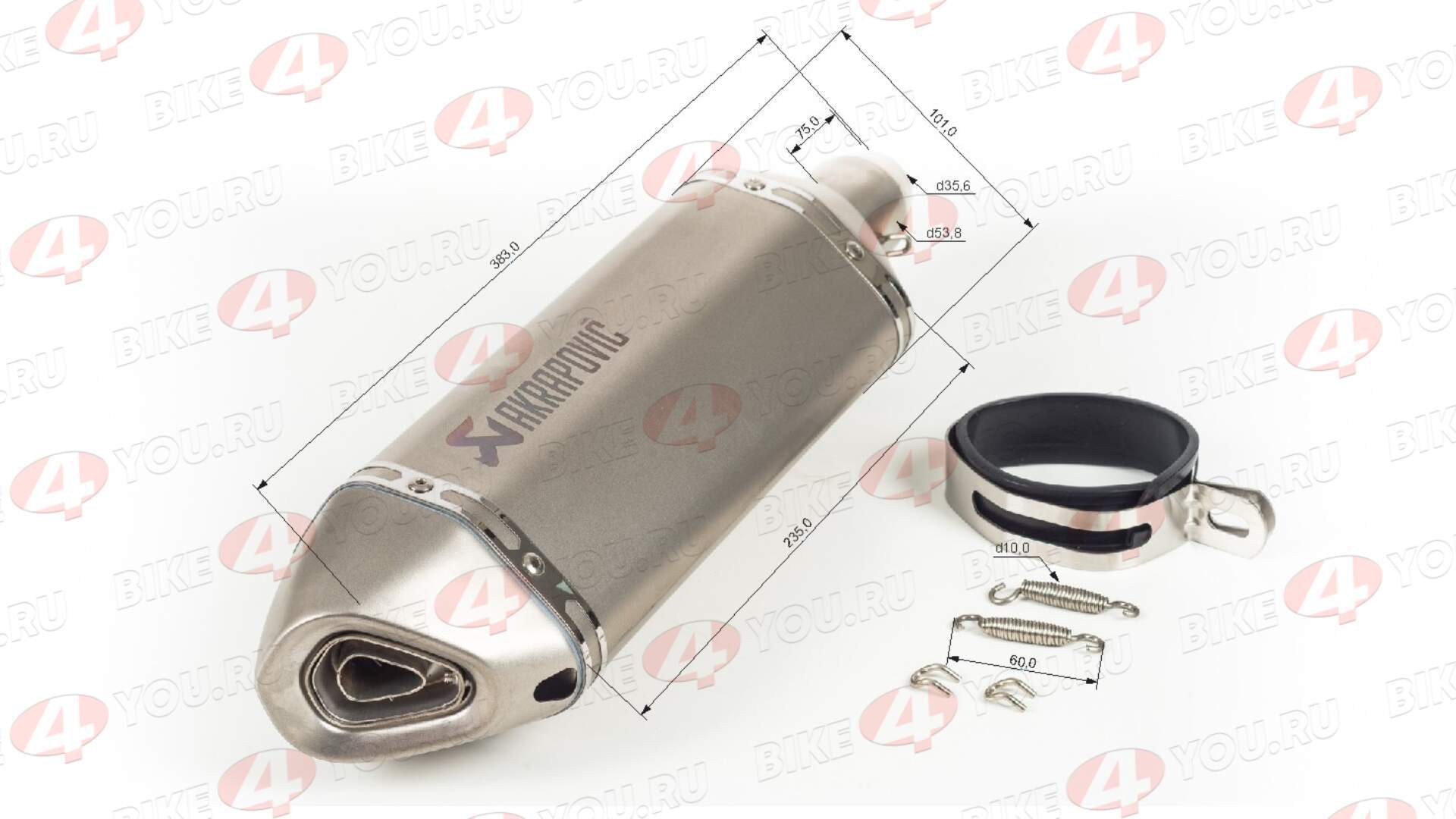 Глушитель AKRAPOVIC  №2 шестигранный титан, диаметр 35 мм