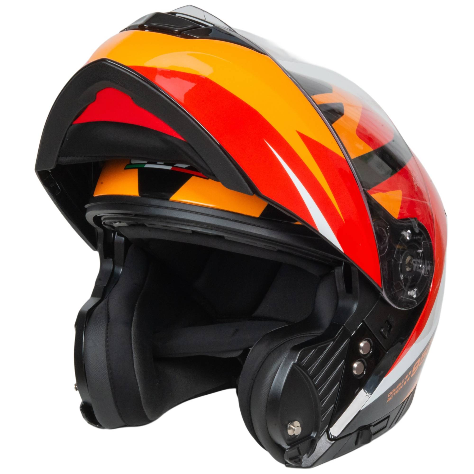 Шлем мото модуляр GTX 550 №2 (M) BLACK/WHITE ORANGE RED (2 визора)